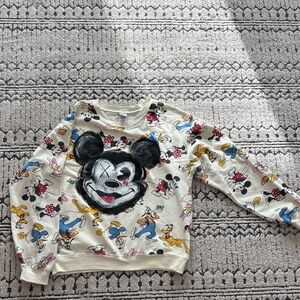 Pop Art Disney Kids/Tween Mickey Mouse Graphic Sweatshirt - Cream and Multicolor